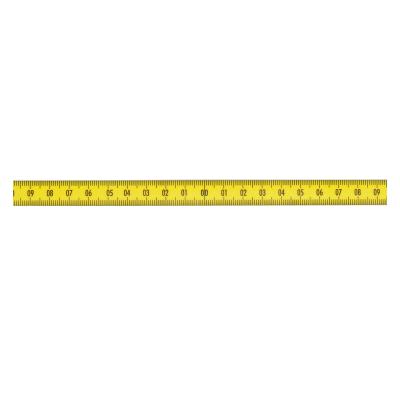 Selvklæbende Pit båndmål i stål 200 cmx13 mm (100-0-100 cm) GUL